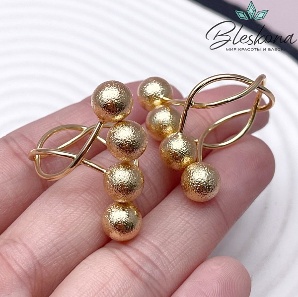 20 мм Цвет золото, Кольцо безразмерное шарики 