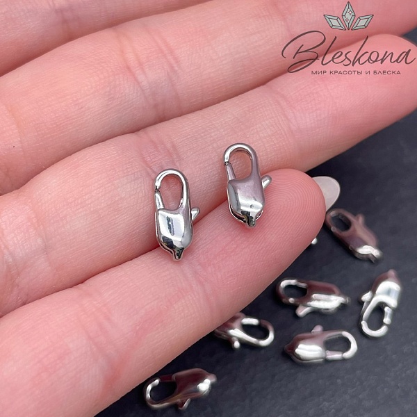 12 мм Цвет серебро, Замок лобстер Люкс