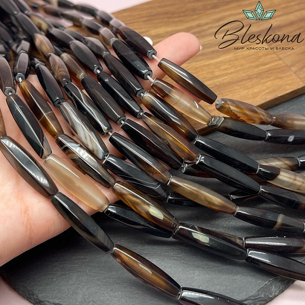 Дзи природная из агата огранка 30*7 мм 