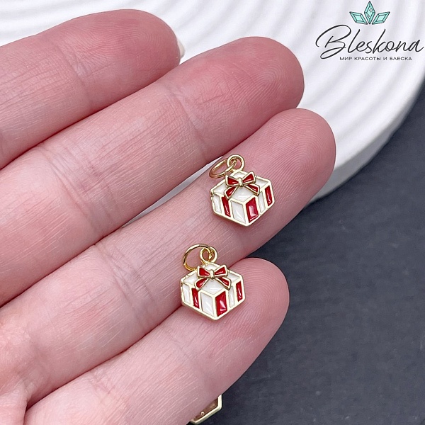 11,5*10 мм Цвет золото, Подвеска подарочек эмаль