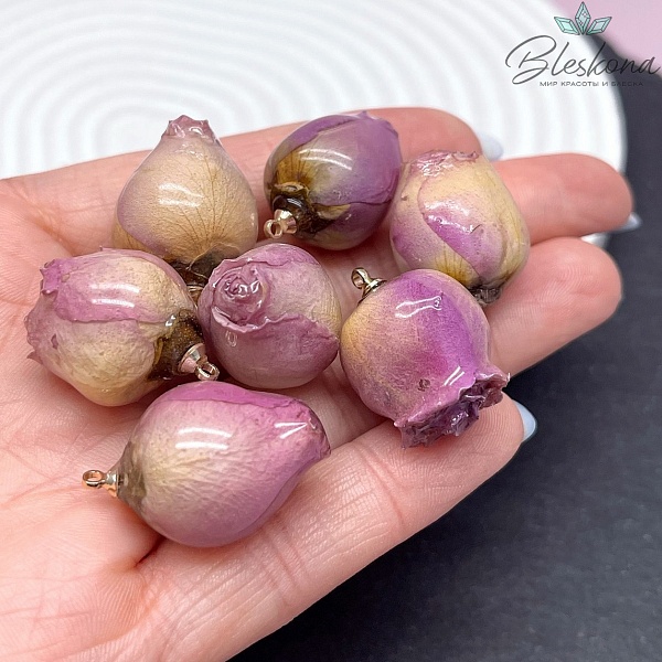 21-26 мм, Цвет золото, Подвеска роза в эпоксидной смоле №12