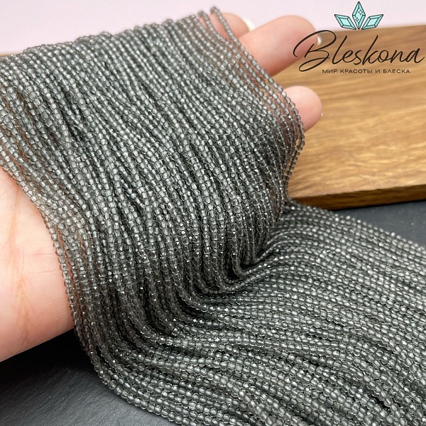 2 мм Бусины стекло серое алмазная огранка