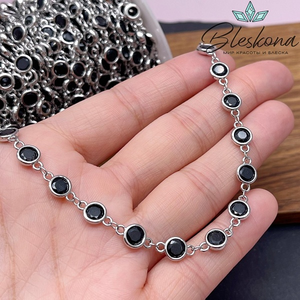 Цепь №305 цвет серебро, звено 11*6,5 мм