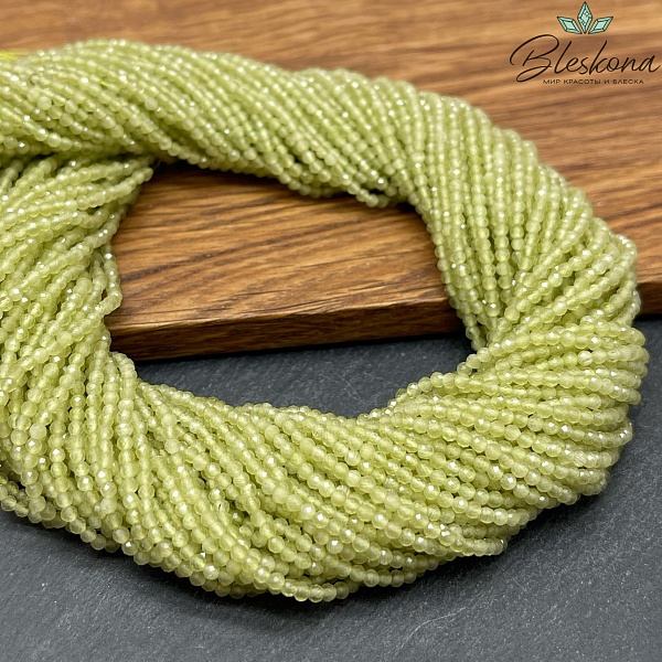 Кошачий глаз оливковый микроогранка (имитация) 2 мм