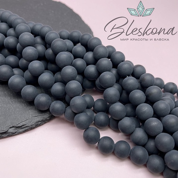 Агат черный матовый 12 мм 