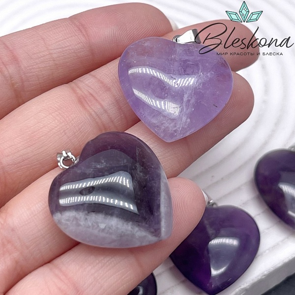 27*25 мм Цвет серебро, Подвеска Сердце Аметист
