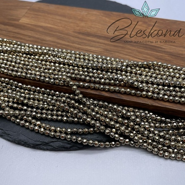 4 мм Гематин имитация огранка, цвет темное золото