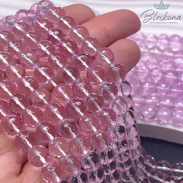 Бусины стекло фиолетово-розовый градиент 8 мм