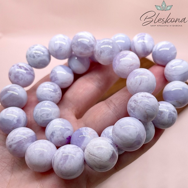 Лунный Лавандовый кварц (Лавандовая Луна) 13-13,5 мм сет 18 см