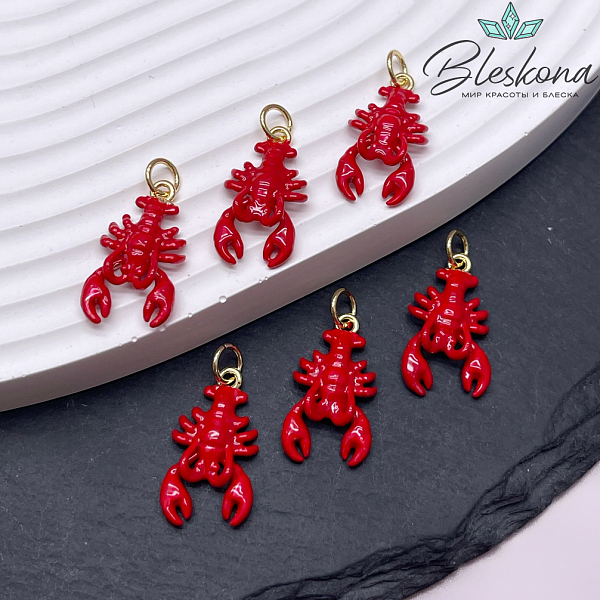 19*10 мм Цвет золото, Подвеска рак эмаль 