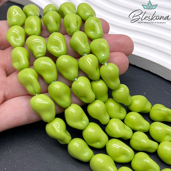 Жемчуг Майорка цвет светло-зеленый 15*10 мм