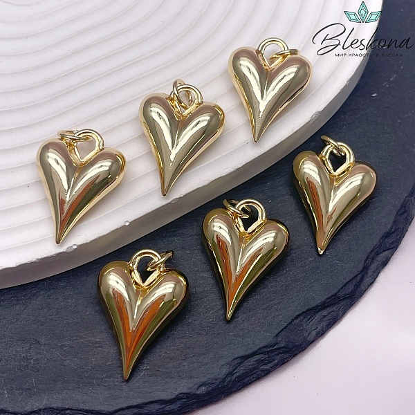 20*27 мм Цвет золото, Подвеска сердце объемное 