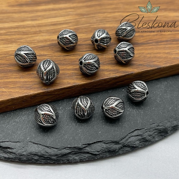 Бусина круглая, цвет серебро 10 мм