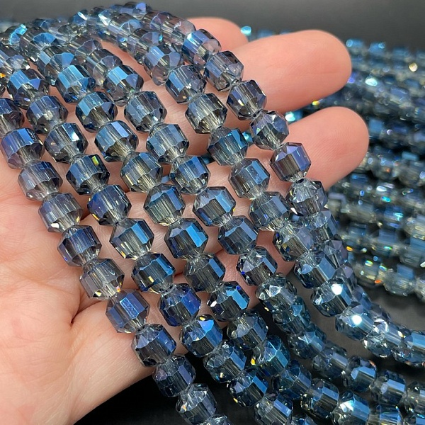 7 мм Стекло Lux,  многогранник, цвет сине-серый