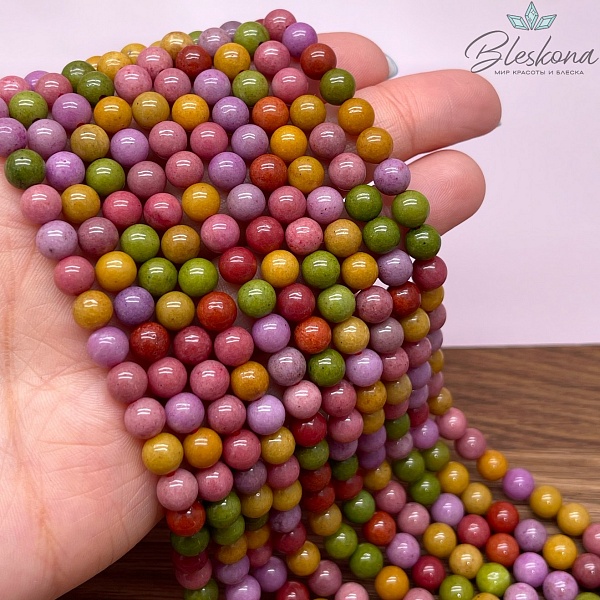 Агат микс №1 (тонированный) 6 мм 