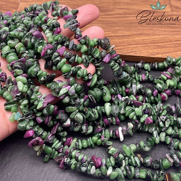 Крошка Цоизит ширина бусин ~ 7-11 мм