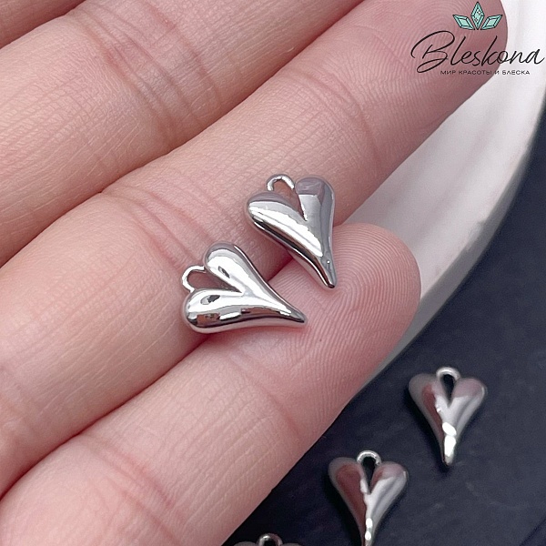 12*9 мм Цвет серебро, Подвеска сердце объемное