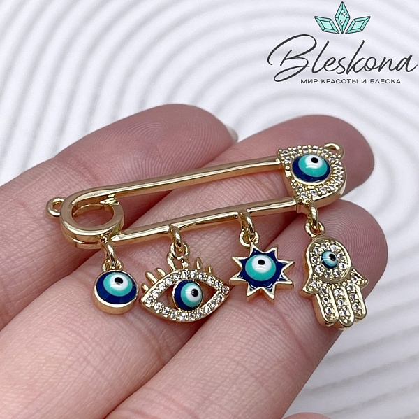 40*27 мм Цвет золото, Коннектор булавка глаз и рука Фатимы