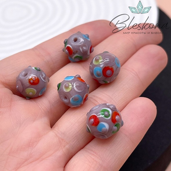 11 мм Бусина шар лиловый пупырчатый