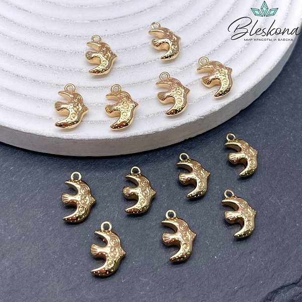 13*8,5 мм Цвет золото, Подвеска Ласточка узоры