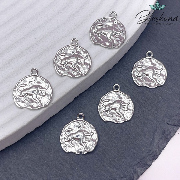 14 мм, цвет серебро, Подвеска Телец Р16683