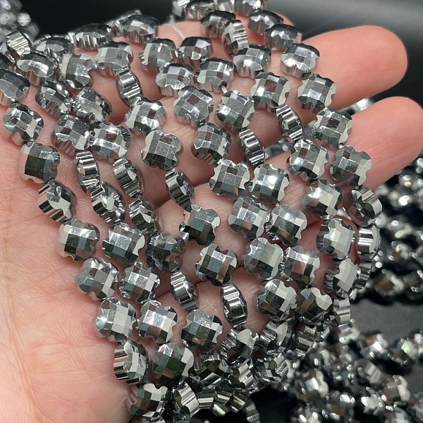 8 мм Стекло Lux, клевер, цвет серебро 