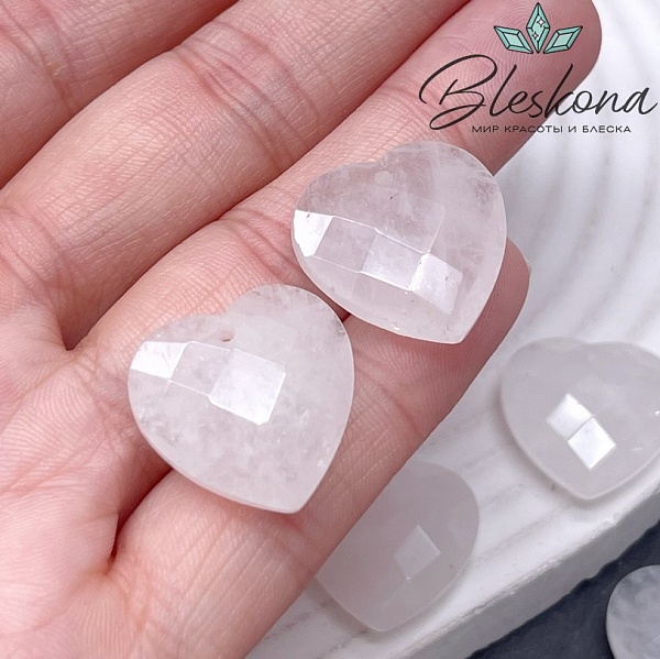 20 мм,Подвеска Сердце Горный Хрусталь алмазная огранка