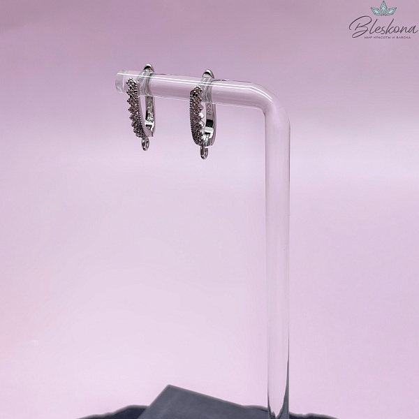 17,5*2,8 мм Цвет серебро, Швензы тесьма с цирконами Люкс  