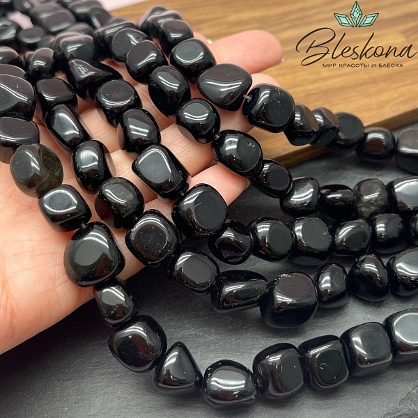 Обсидиан черный галтовка (12-15)*(10-12) мм