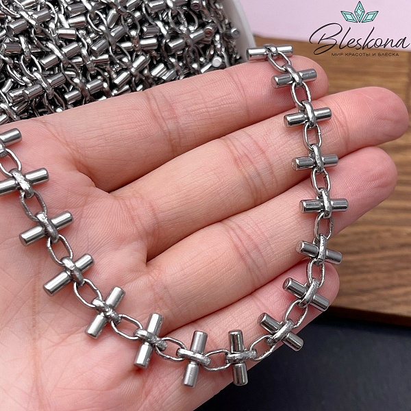 Цепь №101-2 цвет серебро 11*7 мм /6,5*4 мм