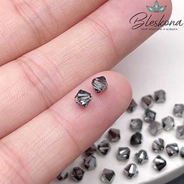 5328 Xilion Bicone 4 mm Crystal Silver Night уп. 20шт
