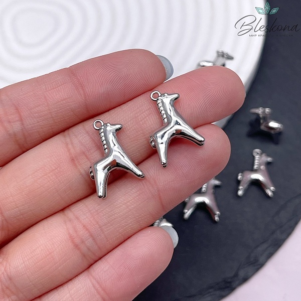18*14 мм Цвет серебро, Подвеска Дымковская Лошадка 