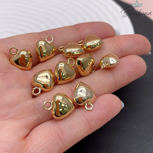 11*14мм Цвет золото Подвеска малое объемное Сердце гладкое