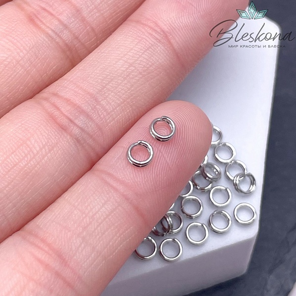 4*1,5 мм Цвет серебро, Колечки двойные уп. 1 гр. Люкс