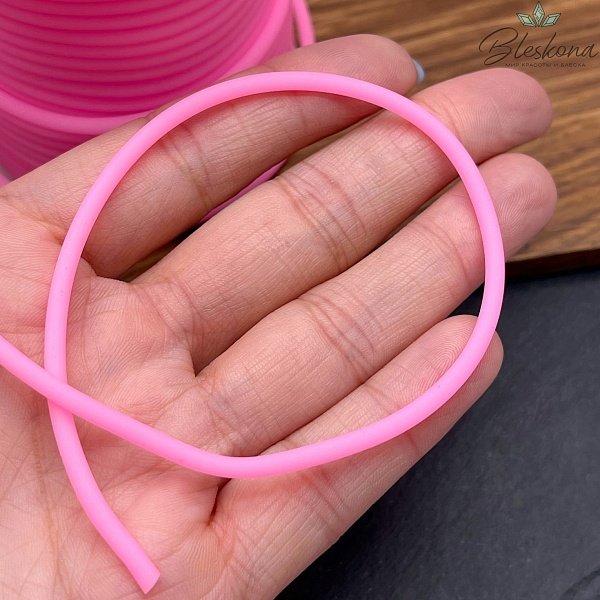 Каучуковый полый шнур, Цвет розовый 3 мм