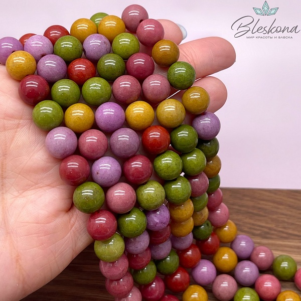 Агат микс №1 (тонированный) 10 мм 