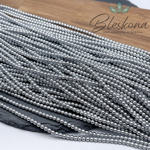 3 мм Гематин имитация, цвет темное серебро 