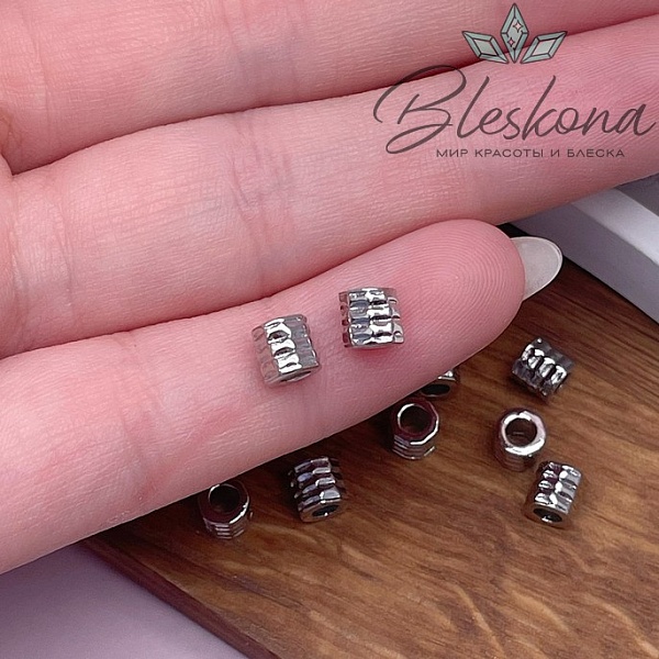 5*4,8 мм Цвет серебро, Бусина цилиндр