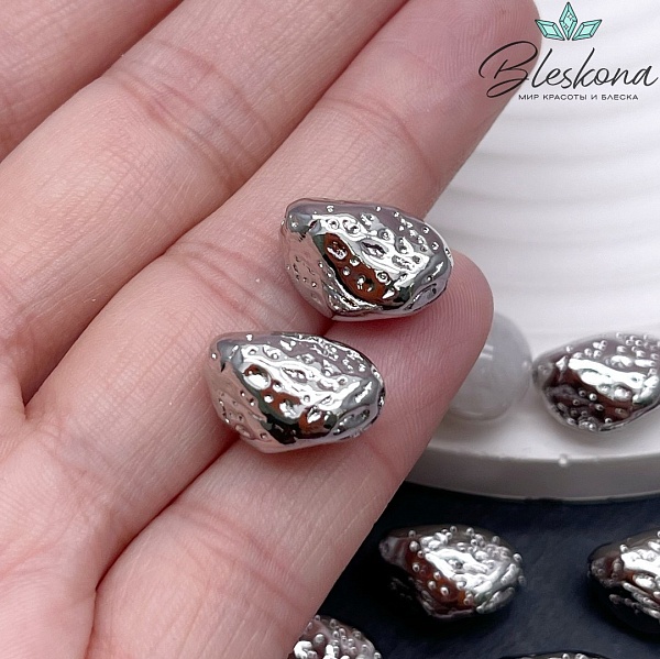 15,2*10,6 мм Цвет серебро, Бусина фактурная фриформ 