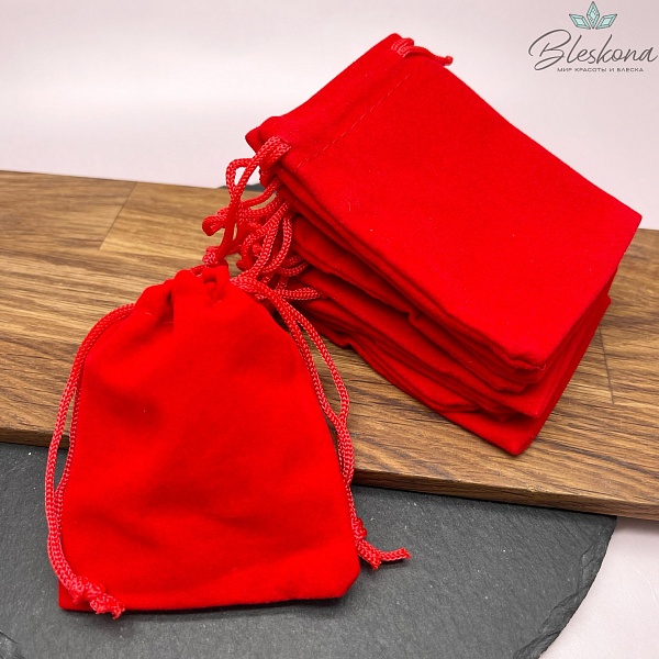 Мешочки бархат Красный 9*7см 5шт 