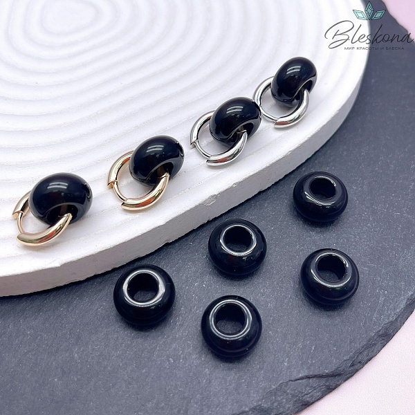 Бублик Агат черный 14 мм