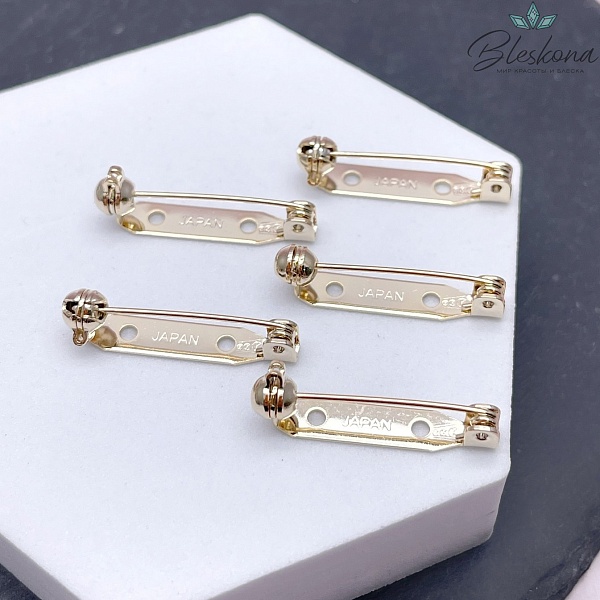 28*5 мм Цвет золото, Японская булавка для броши с фиксатором №1 