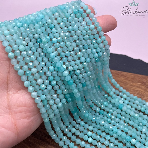 Амазонит алмазная огранка №2 4 мм