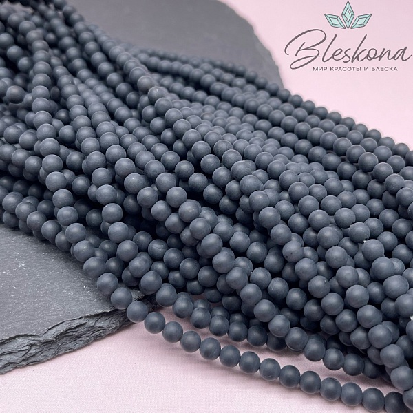 Агат черный матовый 4 мм 