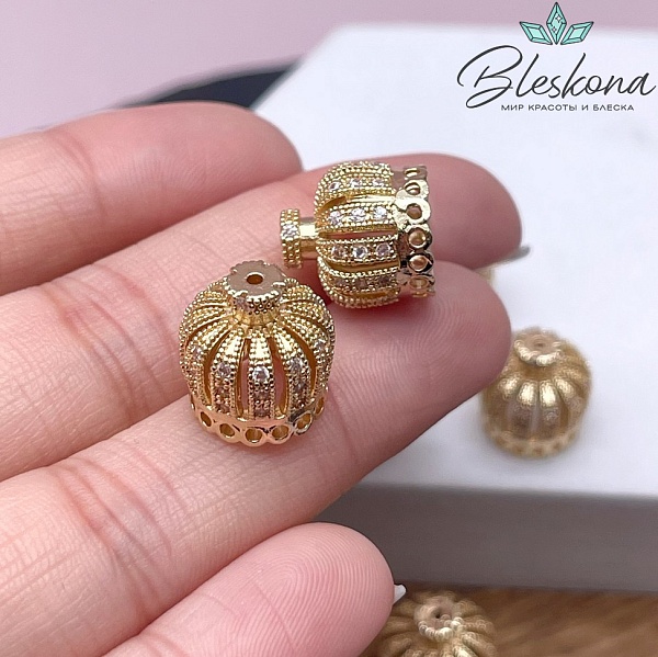 13,2*12,7 мм Цвет золото, Концевик корона со стразами