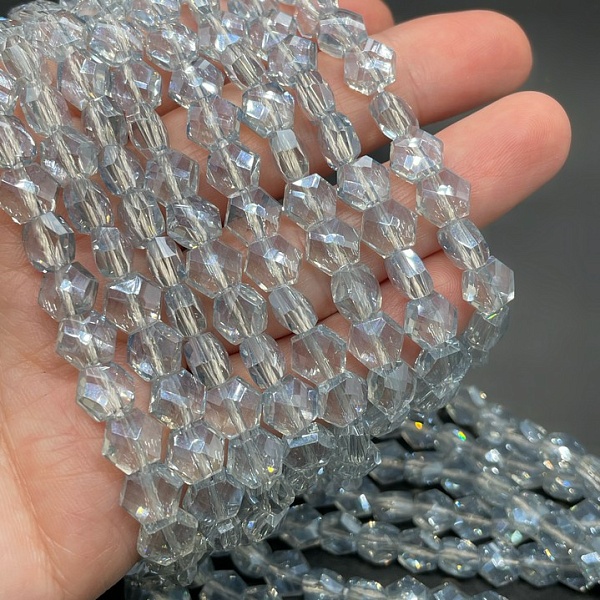 7*6 мм Стекло Lux, шестиугольник, цвет серо- голубой