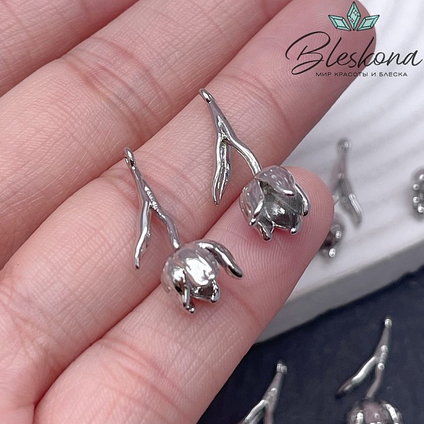 23*11 мм Цвет серебро, Подвеска тюльпан 