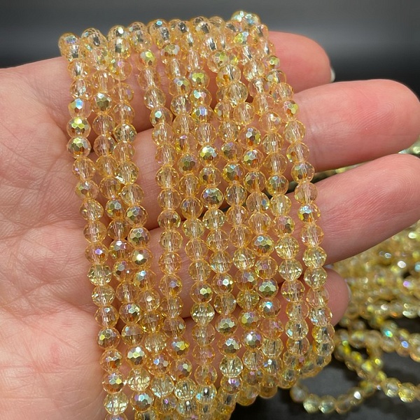 4 мм Стекло Lux, шар, цвет желтый с переливом