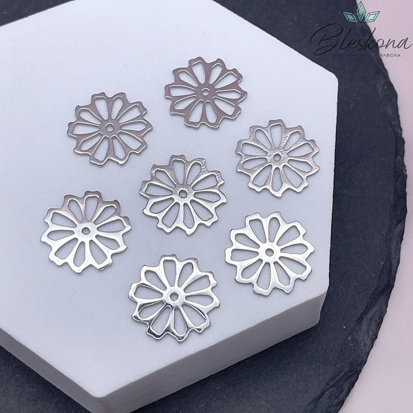 16 мм Цвет серебро, Подвеска Цветочек контур