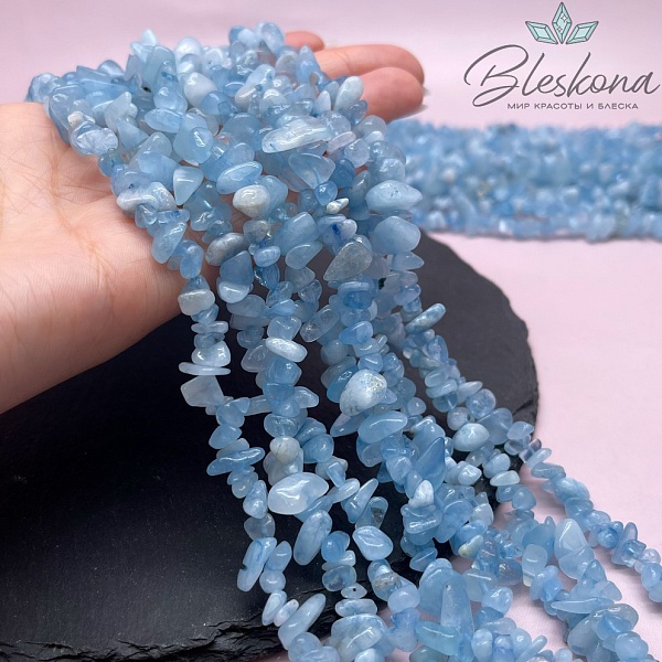 Крошка Аквамарин ширина бусин ~ 7-9 мм